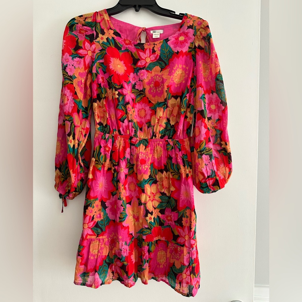 Billabong Vibrant Pink and Orange Floral Dress